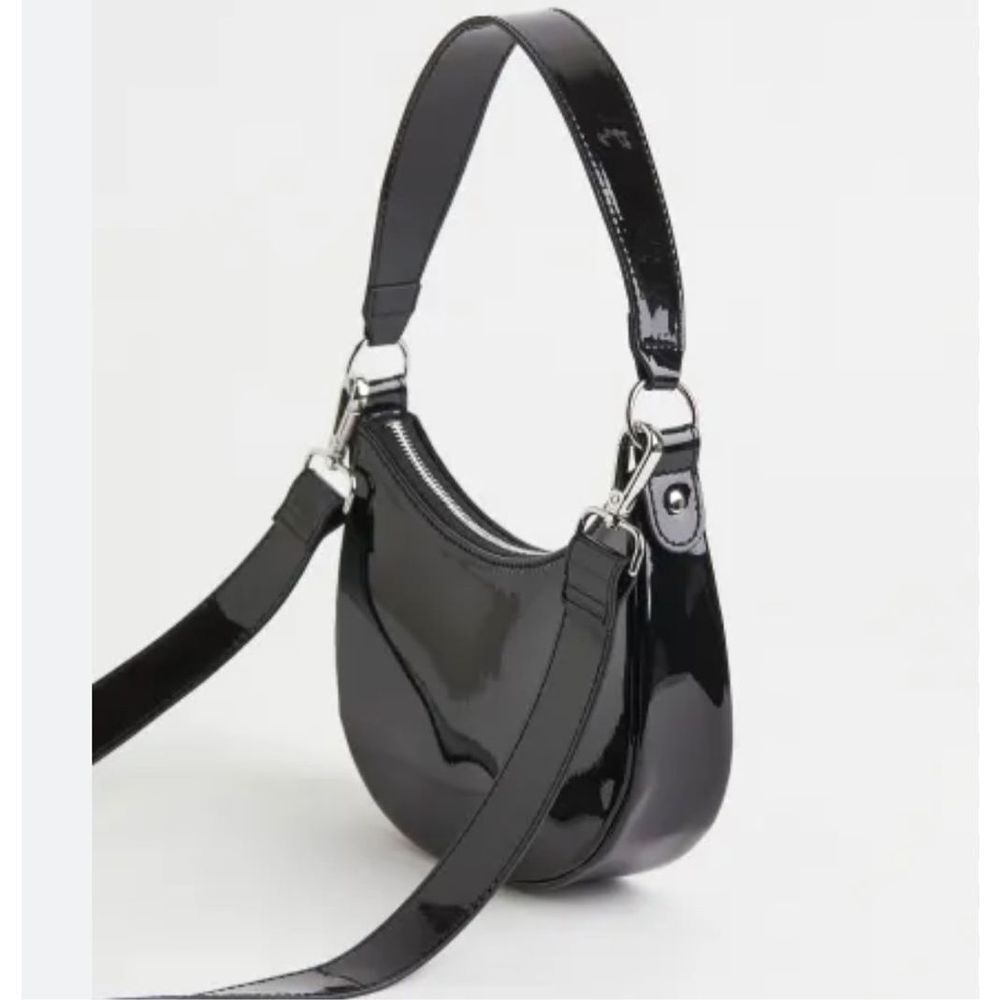 H&M Black Patent Faux Leather Small Crossbody/Shoulder Purse